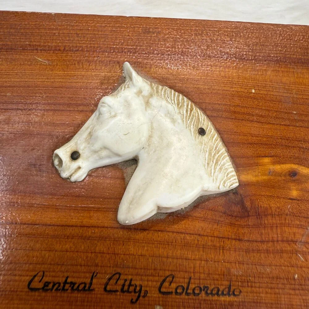 Vintage Central City, Colorado Wooden Box w/ Horse Made in USA